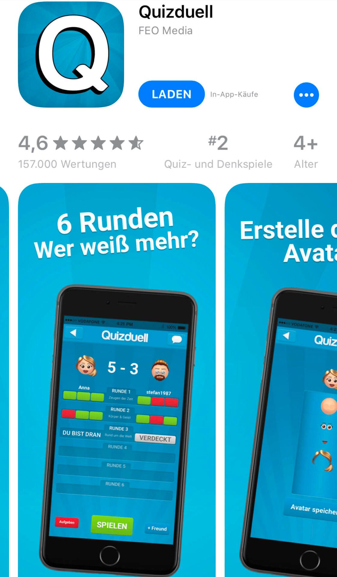 App Quizduell im iOS AppStore