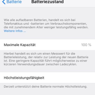 iOS Akku Zustand prüfen