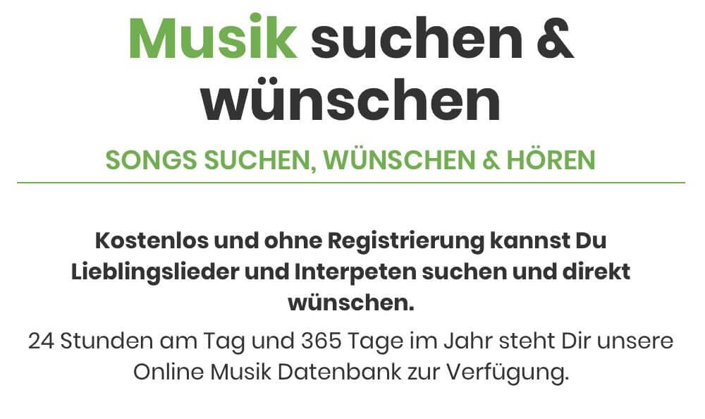 Songs oder Interpreten direkt über unsere Musik Suche finden