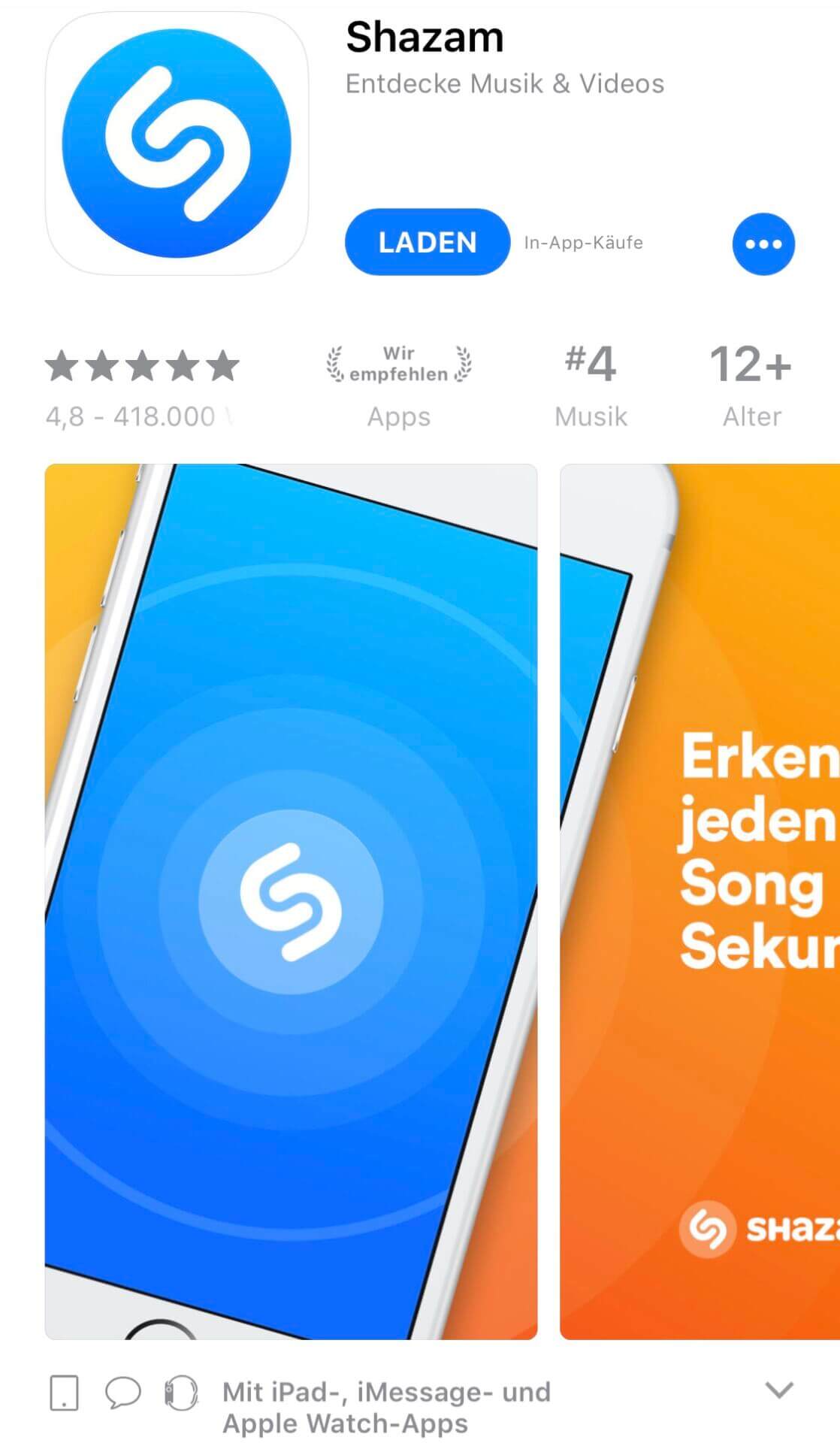Shazam im iOS AppStore
