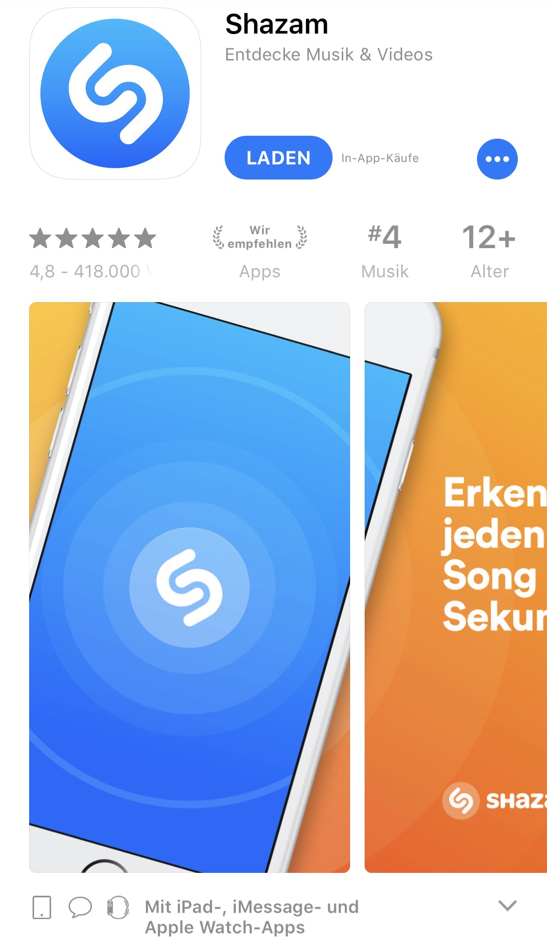 Shazam im iOS AppStore