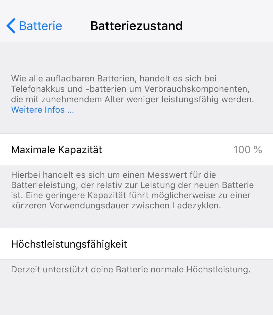 iOS Akku Zustand prüfen