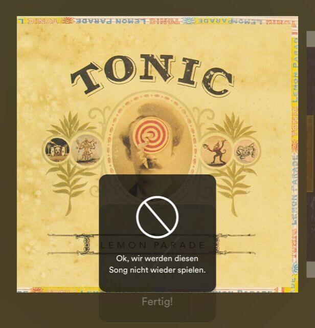 Sperrfunktion von Songs